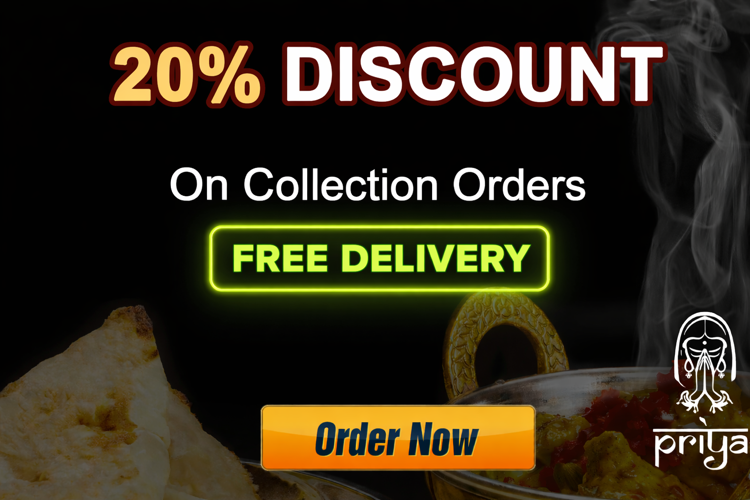 Free Delivery & 20% Discount on Collection Orders - ORDER NOW